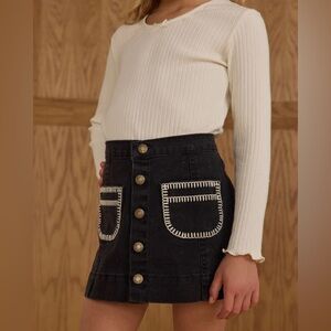 Rylee + Cru Toddler Girl Denver Black Denim Skirt‎ 100% Cotton Size 4-5 Years